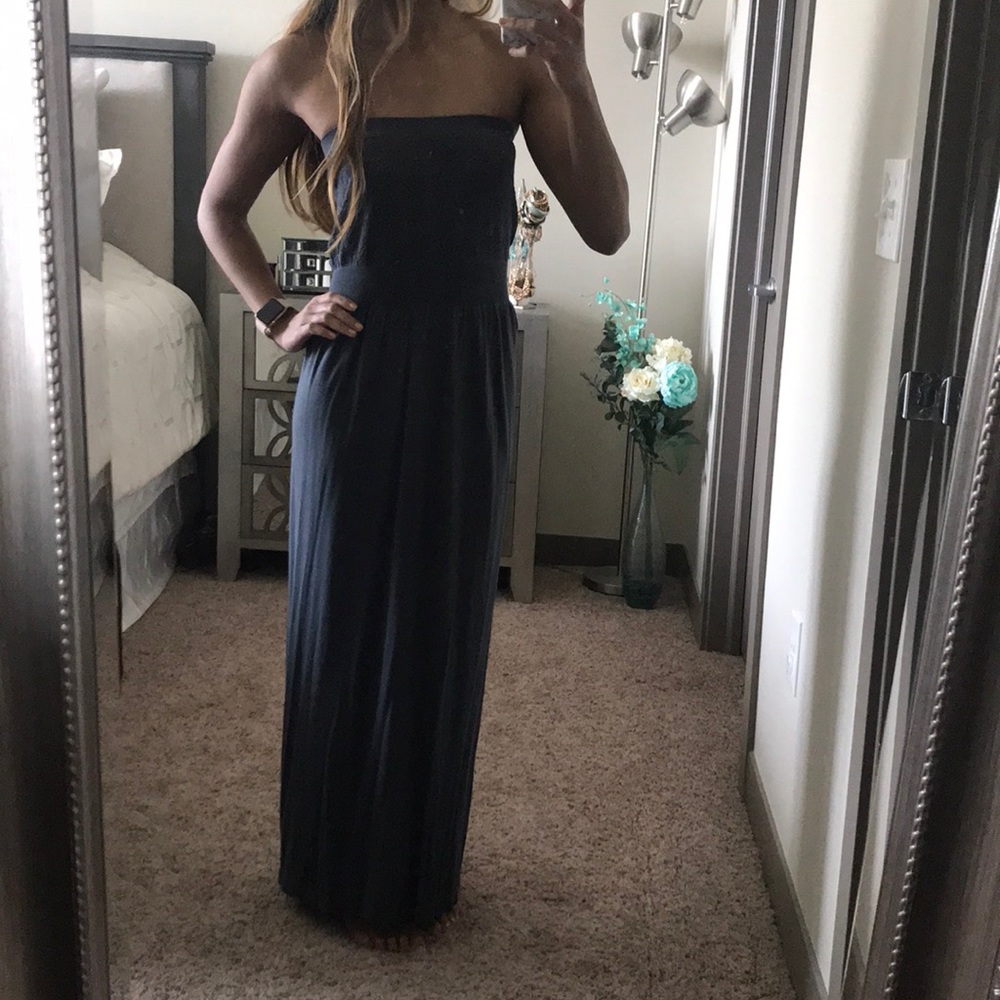 Comfy dark gray tube top maxi dress - Picture 1 of 6